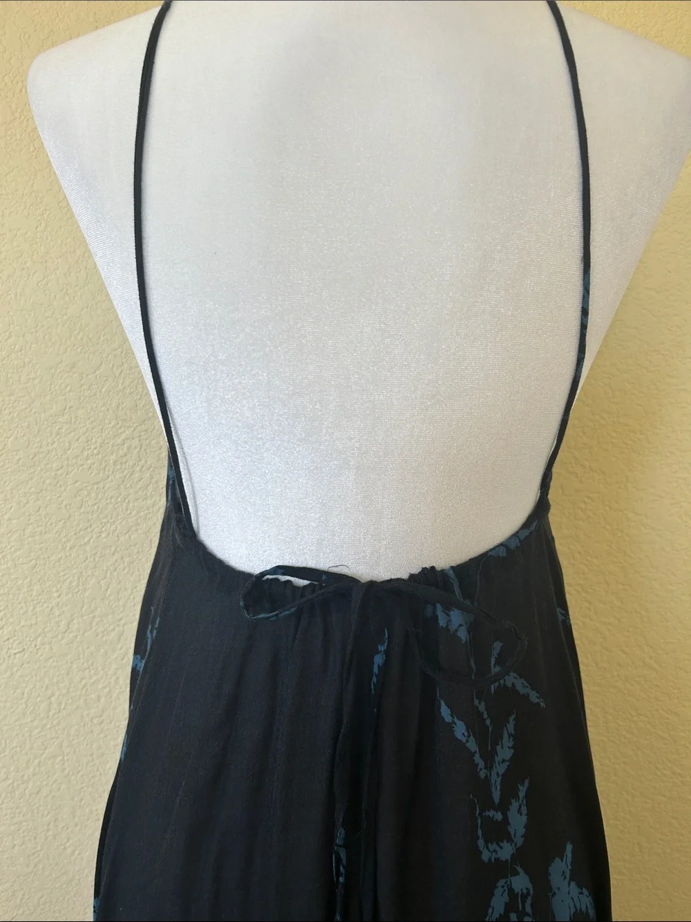 Free People Black Floral Halter Maxi Dress with Blue and Coral Accents - Picture 3 of 4